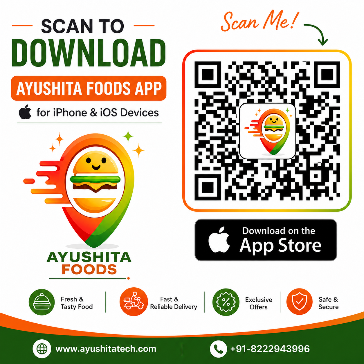 Scan QR code to download Ayushita Foods iOS app